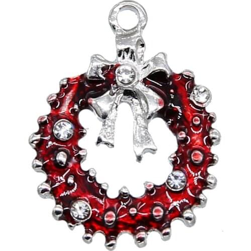 6pcs white K color red flower blue shape enamel pendant pendant DIY bracelet accessories necklace DIY craft