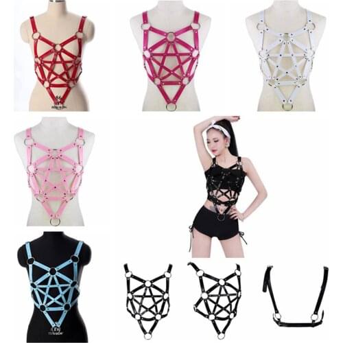 Pentagram Accessories Harness Belt Tops Bondage Waist Size Suspender Belt BDSM Leather Sexy Lingerie Garter Dress Dance Costume