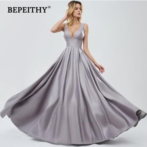 BEPEITHY V Neck Long Prom Dresses See Through Bodice 2020 Vestido De Festa Sexy Evening Dress Party Gown