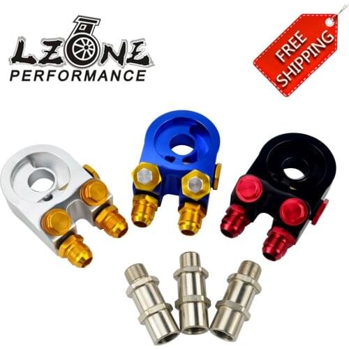 FREE SHIP - Aluminum AN10 OIL COOLER adapter oil filter sandwich adapter TURBO WITH Thermostat And FITTING 3/4-16 UNF M20*1.5