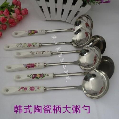 A large spoon handle kitchen pot cooking authentic ceramic spoon cooking porridge into creative stainless stee
