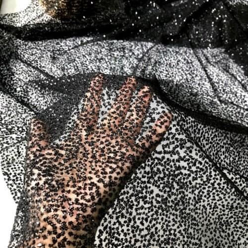 Black ironing powder flash mesh wave point shiny gilding sequin fabric gilding fabric performance clothing fabric