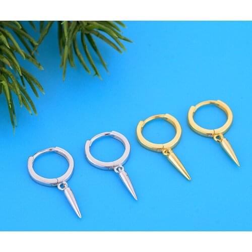 FC Jewelry 925 Silver Gold Color Punk Style Rivet Pendant Piercing Hoop Earring For Women Brinco Rock Music Ear Circle 2021