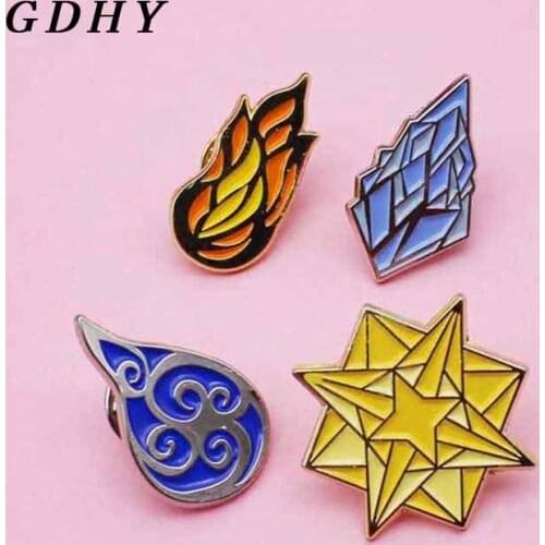 GDHY Natural elements Badge Wind fire ice stars Totems Enamel Pin Brooch Lapel pin Metal Badge Jewelry