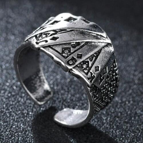 Punk Rock Poker Ring Men Silvery Jewelry Rings For Women Accessories Lucky Ring Mens Fashion Vintage Rings For Men Gifts