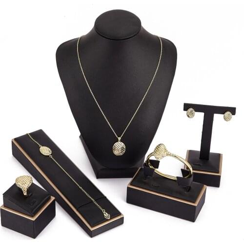 Traditional jewelry set necklace earrings Ring for women traditional brida jewelry set Morocco gold color jewelry set