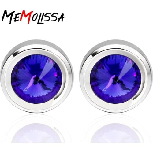 Memolissa High Quality Purple Crystal Design Cufflinks Luxury High-grade jewelry Mens Business Shirts Cufflink Abotoadura