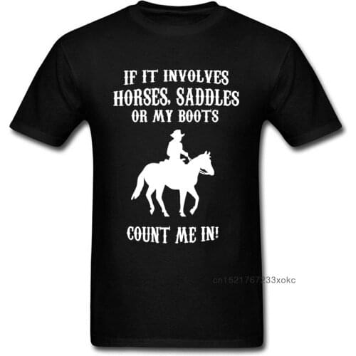 Horse Lover Club T Shirt For Men Funny Cowboy T-shirt Hot Sale Tshirts O-Neck 100% Cotton Fabric Clothes Black White Hip Hop Tee