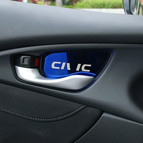 Car interior door bowl decorated patch Handle Protector Cover sticker for Honda CIVIC 2016 2017 2018 2019 2020 2021 Accessories