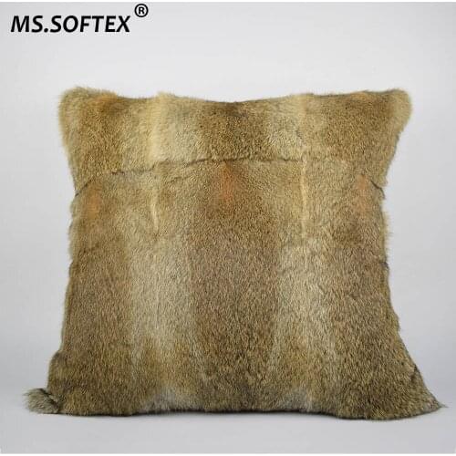 MS.Softex Natural Rabbit Skin Pillow Case Genuine Rabbit Fur Pillow Fur Cushion Fur Pilllow Cover Factory OEM FREE SHIPPING