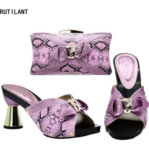 Latest Design Italian Shoes and Bags To Match Shoes with Bag Sets Decorated with Rhinestone Designer Shoes Women Luxury 2018
