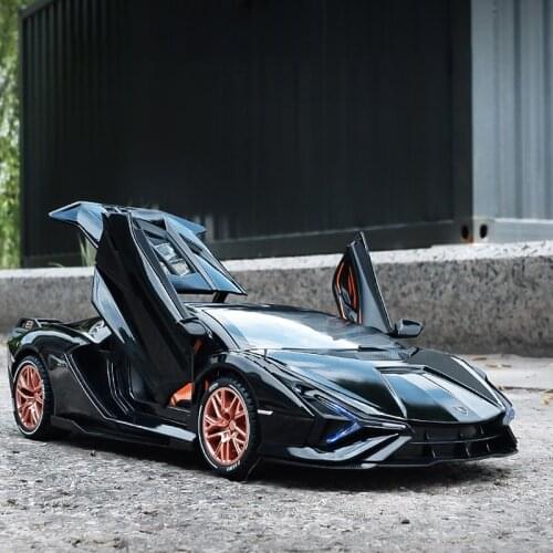 New 1:24 Lamborghinis Sian FKP37 Car Sports Car Model Diecast Sound Super Racing Lifting Tail Hot Car Wheel For Children Gifts