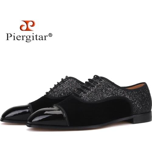 Piergitar 2019 New Splicing materials men shoes Handmade British style mens classic derby shoes men dress shoes red bottom