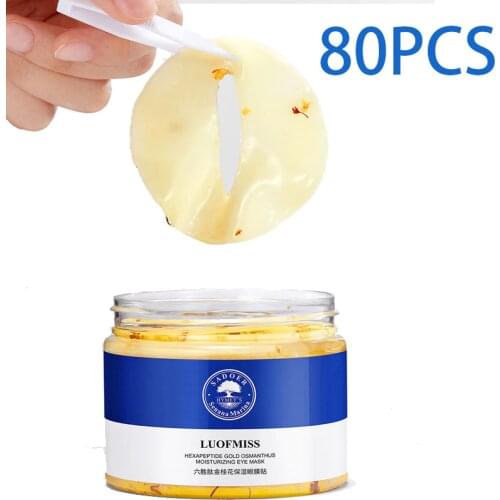 80PCS Eye Mask PatchPeptide Golden Osmanthus Moisturizing Eye Gel Remove Dark Circles Anti-Puffiness Anti-Aging Eyes Car