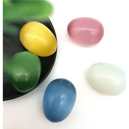 Drop Shipping 1PC Mixed Color Cats Eye Stone Egg Shaped Specimen Gemstone Crystal Healing Reiki Natural Stones and Crystals