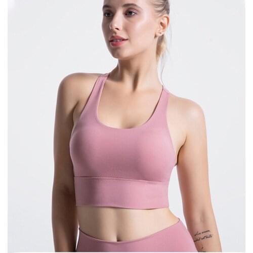 Push Up Gym Fitness Bras Crop Tops Padded Plain Yoga Workout Sports Bras with Removable Pads Naked Feel Running Bras for Women