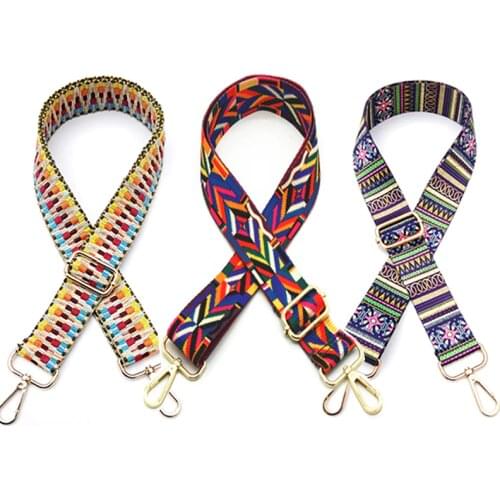 3.8cm Wide Nylon Rainbow Color Braid Belt Bag Strap Accessories Women Shoulder Handbag Handles Band Adjustable Long 70-130cm