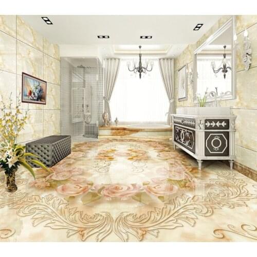 3D Floor Mural Painting Living Room Restaurant Self-Adhesive European classic stone pattern 3D parquet floor
