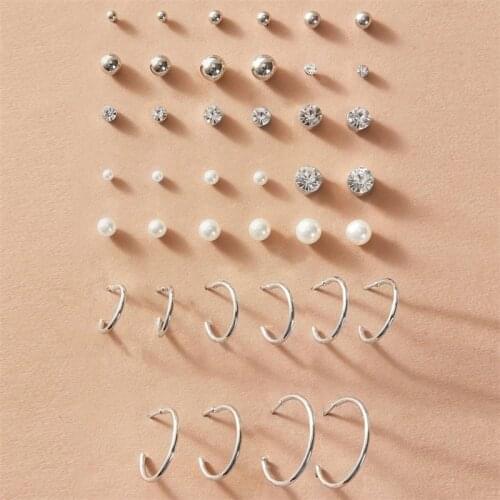 New Pearl zircon earring set 20 pairs creative simple temperament Earrings