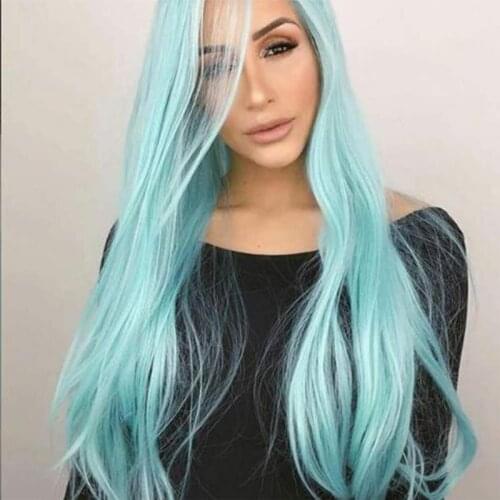 Blue Wigs for Black Women White Blonde Body Wave Full Wigs Pink Synthetic Wig Long Brown Cosplay Heat Resistant Female Party Wig