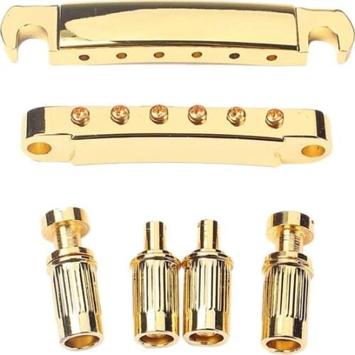 1 Set Gold Plated Guitar Bridge Locking Tune-O-Matic Tom Bridge And Tailpiece Set For Lp Electric Guitar (Gold)