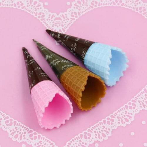10Pcs/set Creative 3D Simulation Ice Cream Cone Resin Cabochon Decor Crafts Miniature Fake Food DIY Embellishments Party Gift