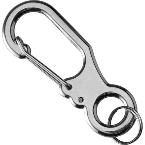2pcs Carabiner Stainless Steel Key Ring Spring Snap Clip Anti-Loss Keychain Hook Dropship
