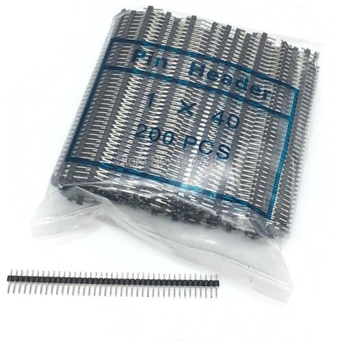 200pcs 40 Pin 1x40Pin 2.54mm Single Row Male Breakable Pin Header Connector Strip for PCB Free Shipping