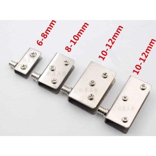 4pcs Stainless Steel glass hinges for 5-8mm/10-12mm Glass Door Glass Pivot Clamps Door Hinges 4 sizes