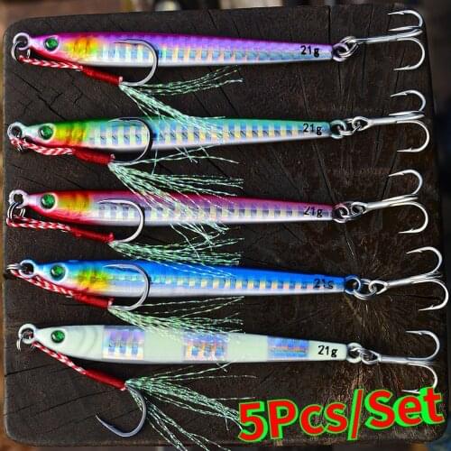 5 Pcs/Set Jigging Lure 7g10g14g21g28g40g60g Metal Baits Fishing Lures Jigs Trout bass Pesca Fish whopper plopper lot Bait