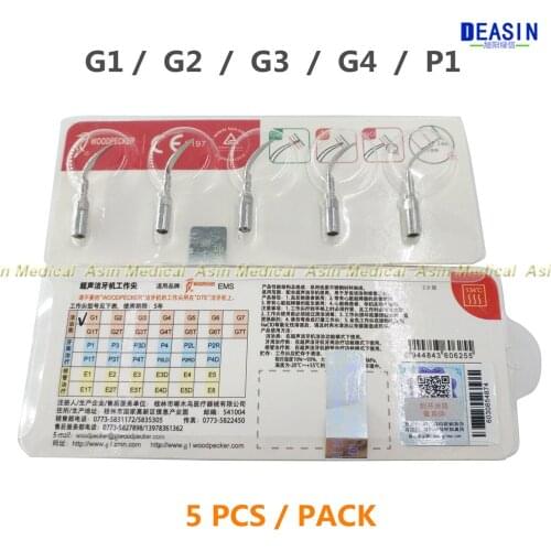 5 pcs x Original woodpecker G1/ G2 /G3/ G4 P1 Dental Ultrasonic Scaler Tips scaling tips handpiece Fit EMS & WOODPECKER