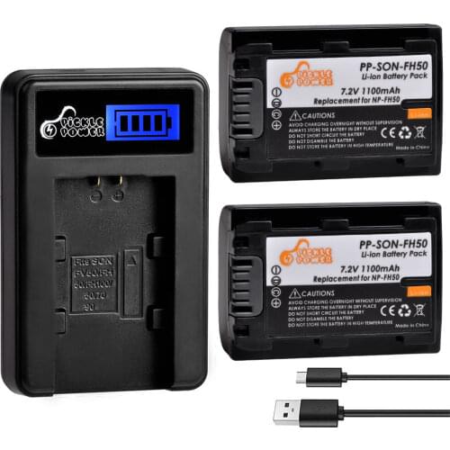 2Pcs NP-FH50 NP-FH30 Battery&Charger for Sony HX1 HX100 HX200 A230 A290 A330 A390 CX100E CX500E CX520E HC9E SR11E SR TG3 TG5 TG7