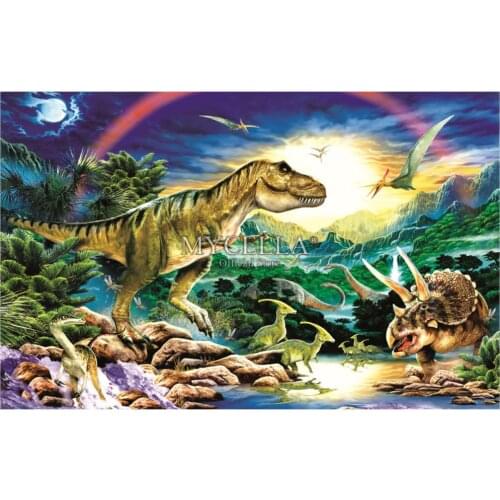 Animals 5D Diy Diamond Painting Tyrannosaur Dinosaurs Diamond Mosaic Full Diamond Embroidery Cartoon Home Decor Gift Stickers