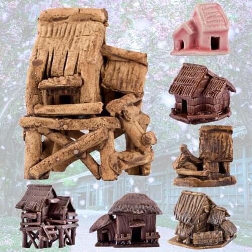 Large Rockery Resin House Miniatures Figurines Garden Decoration Outdoor Accessories Mini Crafts for Home Interior garden Decor