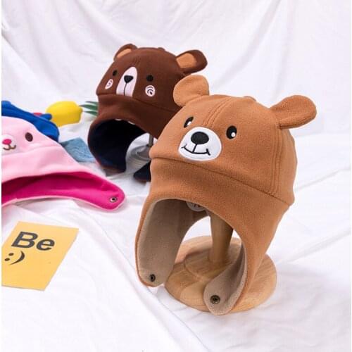 Baby hats Autumn and winter children baseball caps Korean kids cartoon bear boys and girls travel sun hat