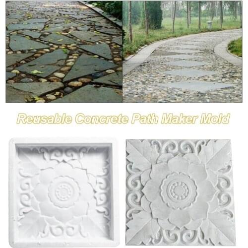 Square Lotus Texture DIY Paving Mould Concrete Mold Home Garden Path Maker Cement Brick Stepping Driveway Stone Road Mold