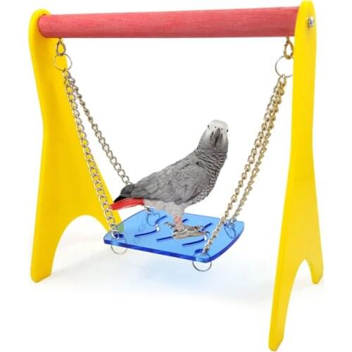 Swing Parrot Toy With Hanging Chain Baby Chicken Hamster Training Stand Holder Bird Cage Parrot Hens Supplies Accessoires