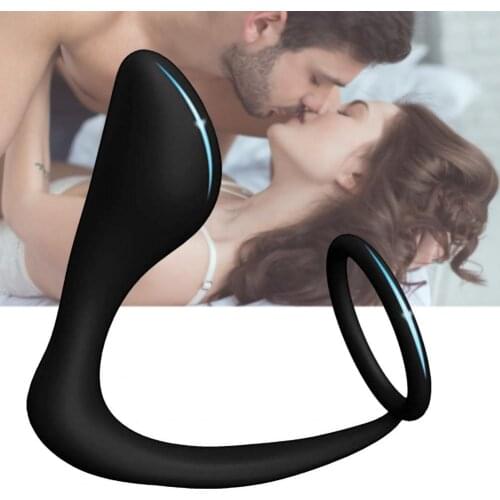 Cock Ring Ergonomic Intense Climax Silicone Anal Plug Delay Ejaculation Lock Ring for Adult Men