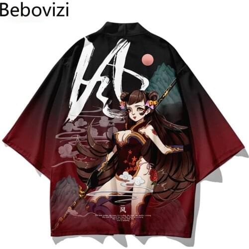 Japanese Cardigan Women Men Cosplay Yukata Clothing 2pcs Suit Plus Size 5XL 6XL Retro Samurai Summer Harajuku Kimono Pants Sets