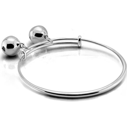 Fashion 925 Sterling Silver Lucky Little Bell Bracelet Simple Cute Girl Anklet Fine Jewelry For Women Push pull Adjustable Size