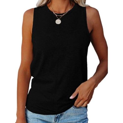 Fashion Summer Women Tanks Tops Solid O Neck Breathable Cotton Blend Lady Sexy Sling Sleeveless Casual Vest женское платье 2021