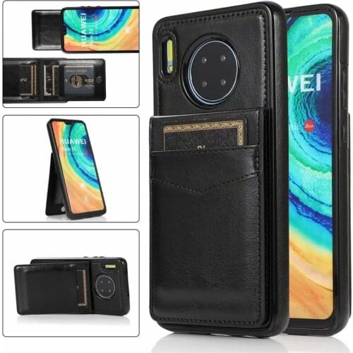 Fashion Business Card Slot Leather Case for Huawei Mate 30 40 Leather Card Holder Wallet Phone Case for Huawei P30 P40 Fundas
