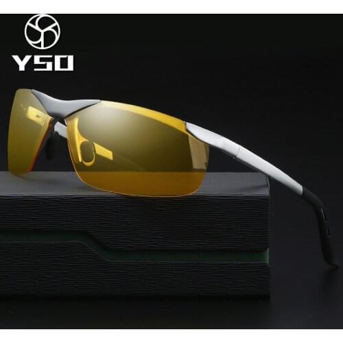 YSO Night Vision Glasses Men Aluminium Magnesium Frame Polarized Night Vision Goggles For Car Driving Anti Glare Glasses 6806