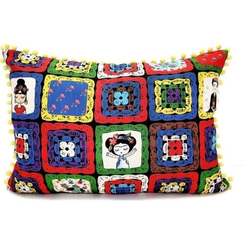 Colored Vintage Handmade Linen Fabric Cushion Cover Pillowcase 2PCS Set / 45CM X 45CM