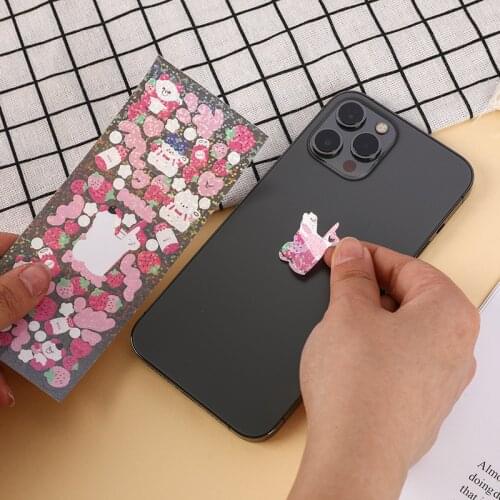 1pcs Kawaii Cartoon Bear Poker Laser Sticker DIY Hand Account Notebook Photo Album Decoration Cute Office Student Stationery