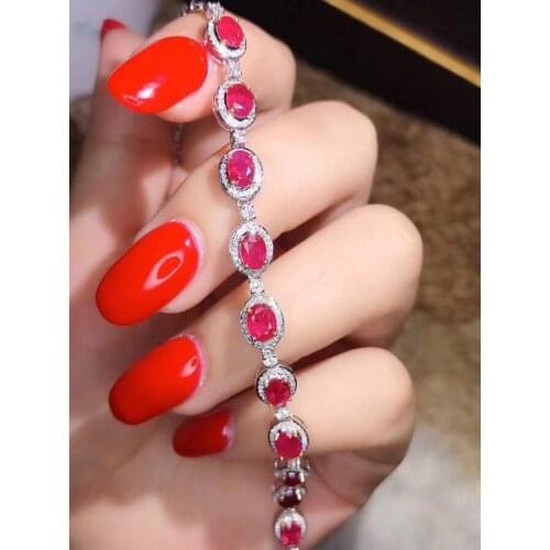 New Design Natural and Real Fashion Ruby Bracelet 925 Sterling Silver Ruby Bracelet Party Jewelry Wholesale