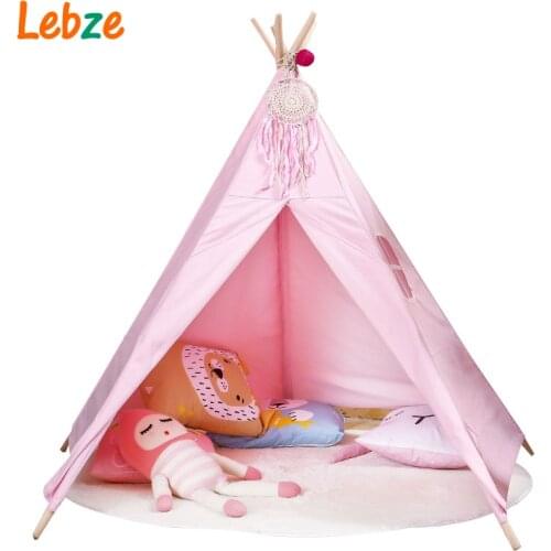 Children Tent Toy Five Poles Canvas Wigwam Indian Teepee Tent For Kids Room Baby Play House For Girls Boys Tipi Tent For Game