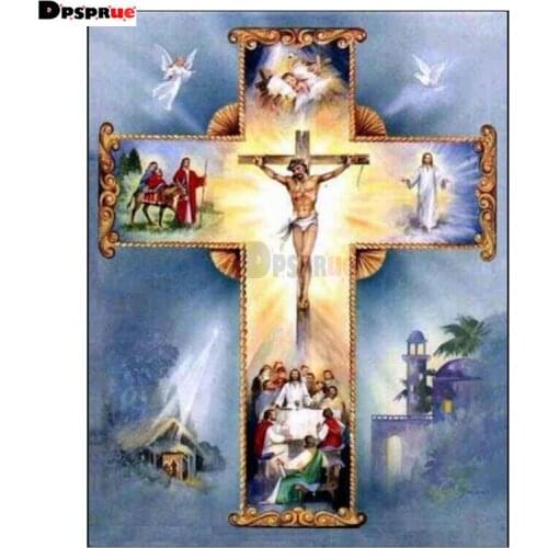 Dpsprue Full Square/Round Diamond Painting Cross Stitch Diamond 3D Embroidery Jesus Religion DIY 5D Moasic Home Decor Gift S026