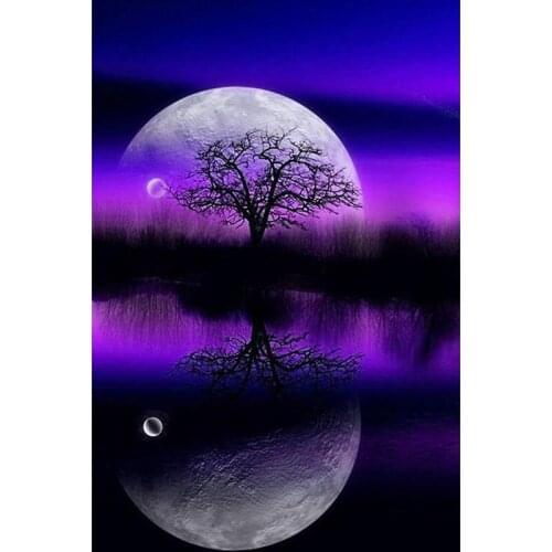 Full Square/Round Drill 5D DIY Diamond Painting "Moon Tree Landscape" 3D Rhinestone Embroidery Cross Stitch 3D Home Decor Gift