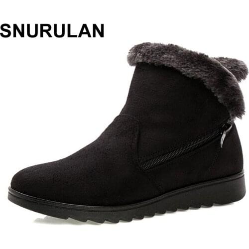 SNURULAN 2017 New arrival women winter shoes ankle boots fashion casual flat keep warm woman snow boots